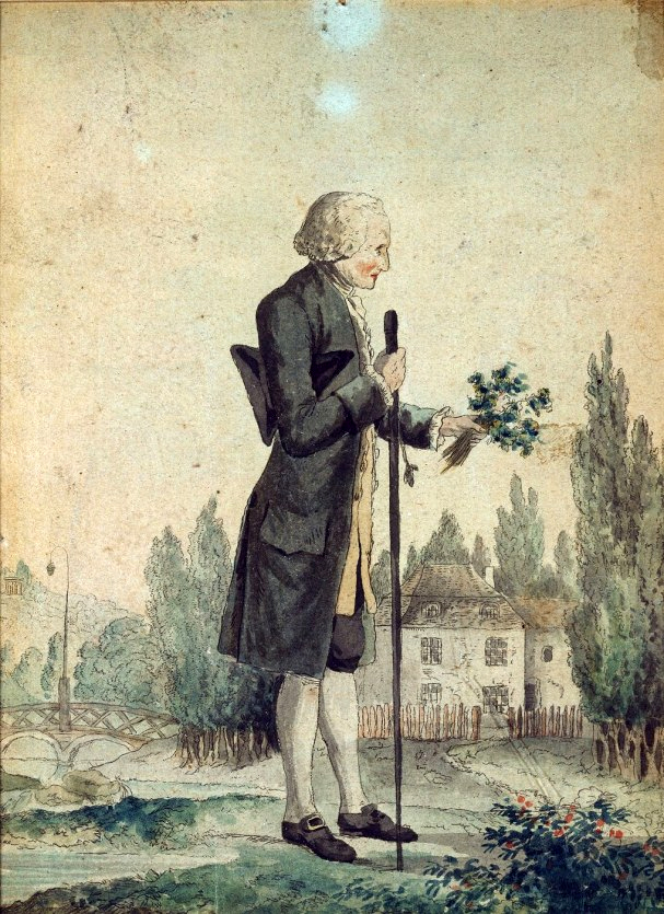 Rousseau dans ses jardins à Ermenonville. Domaine Public.